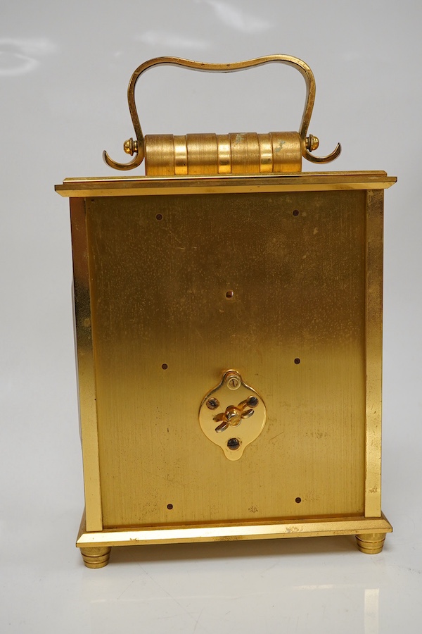 Jaeger Le Coutre timepiece, with carrying handle, 18cm high., Condition - unchecked if in working condition